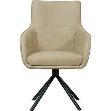 Leren draaibare eetkamerstoel Fancy - Kenia Taupe, Ophalen of Verzenden, Nieuw, Leer, Industrieel, Modern, Scandinavisch