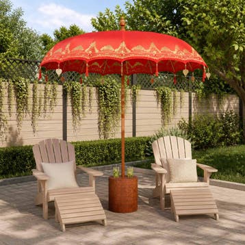 vidaXL Balinese parasol met basis 260 Rood en Bruin 220 x, Verzenden, Nieuw, 2 tot 3 meter