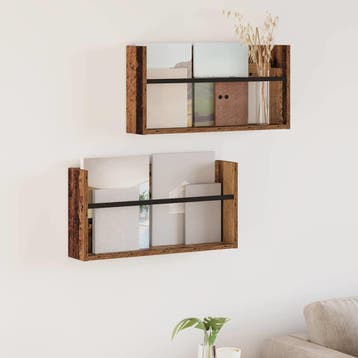 vidaXL Tijdschrift Rek 2 pcs Oudhout 60 x 12 x 30 cm Bewerkt, Huis en Inrichting, Verzenden, Nieuw