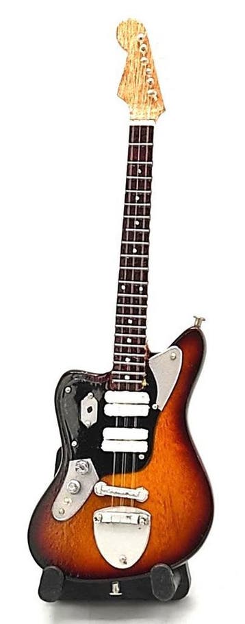 Baby miniatuur replica Fender Leftie gitaar 15cm -  Nirvana, Ophalen of Verzenden, Nieuw, Pop, Beeldje of Miniatuur