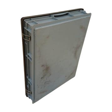 Stapelbak met deksel, 800x600x120 mm, euronorm, grijs, Gebruikt, 60 cm of meer, Minder dan 35 cm, Bak of Kist