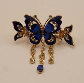 Haarklem  Blauw vlinder  goudkleurig, Verzenden, Nieuw, Haarspeld