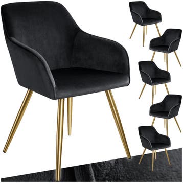 Eetkamerstoel Marilyn fluweellook, gouden poten, Verzenden, Nieuw