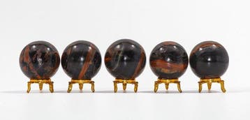 Prachtige set van 5 Hawk Eye-bolletjes – natuurlijke zwarte,