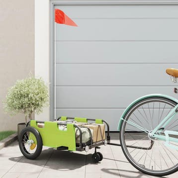 vidaXL Fietstrailer oxford stof en ijzer groen, Verzenden, Nieuw