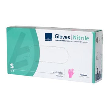 Abena  Nitril Handschoenen Roze Poedervrij maat S  100 stuks, Verzenden, Nieuw