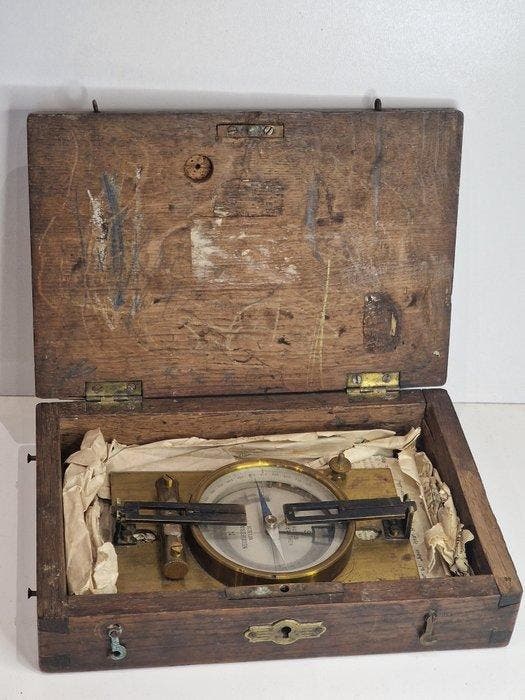 Neuhöfer & Sohn, Wien - Landmeter kompas - Messing, Glas,, Antiek en Kunst, Antiek | Overige Antiek