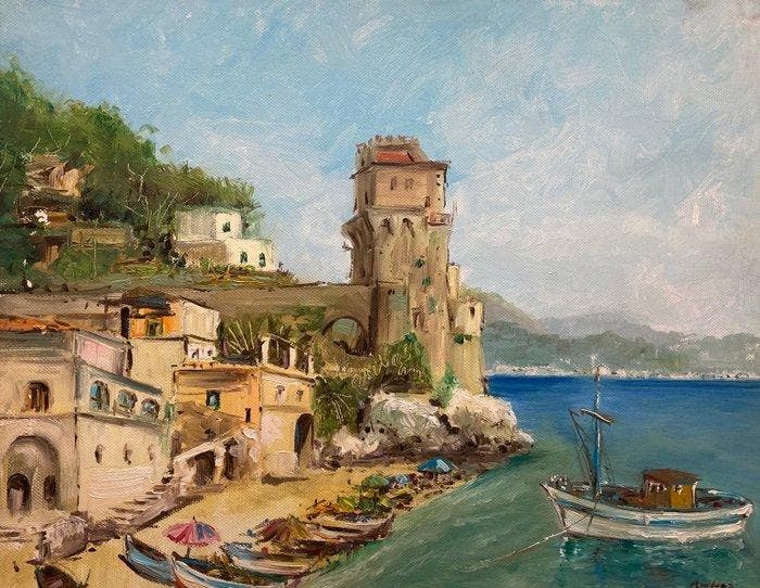 Italiaanse school (XX) - Cetara, Antiek en Kunst, Kunst | Schilderijen | Klassiek