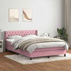 vidaXL Boxspring met matras fluweel roze 160x220 cm, Huis en Inrichting, Slaapkamer | Bedden, Verzenden, Nieuw, Stof