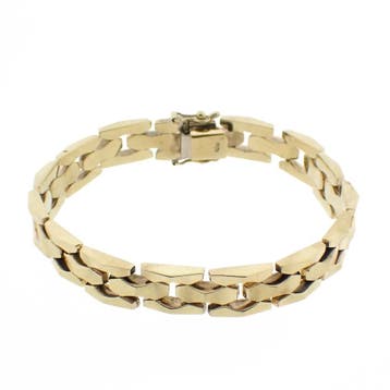 8 karaat Bismarck schakelarmband, Ophalen of Verzenden, Gebruikt, Geel, Goud