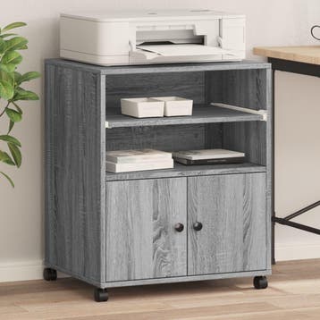 vidaXL Printerkastje met wielen 60x48x74 cm grijs sonoma, Computers en Software, Verzenden, Nieuw