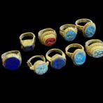 Ottomaanse intaglio messingpartij van 9 stuks Ring (Zonder