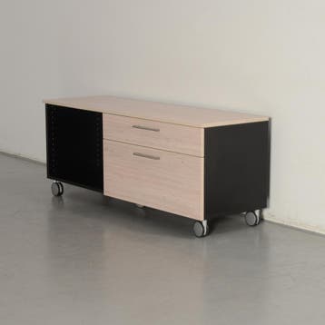 Officenow verrijdbaar ladekast, grijs eiken / zwart, 57 x, Ophalen of Verzenden, Nieuw