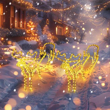 Kerstverlichting buiten - Rendier met slee - Kerstversiering, Verzenden, Zo goed als nieuw
