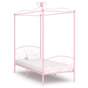 vidaXL Hemelbedframe metaal roze 100x200 cm, Huis en Inrichting, 100 cm, Eenpersoons, Verzenden, Nieuw