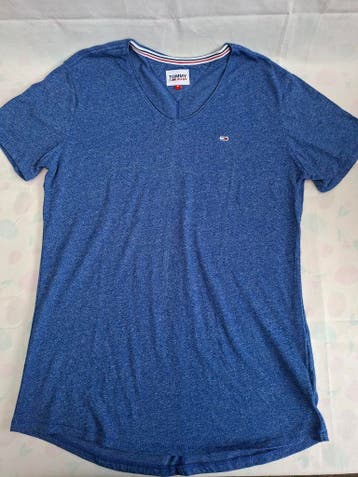 Tommy Jeans T-shirt V-hals, Zo goed als nieuw, Maat 48/50 (M), Blauw, Tommy Hilfiger