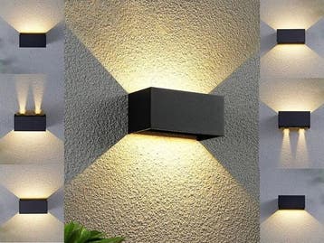 Veiling - 4x 12W LED zwart Wandlamp 4 licht verstelbaar wate, Nieuw