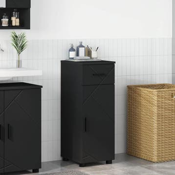 vidaXL Badkamer Kast Zwart 30 x 35 x 80 cm Bewerkt hout,, Verzenden, Nieuw