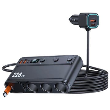DrPhone CARXI - 228W Autolader 3x Sigarettenaansteker + QC3., Verzenden, Nieuw
