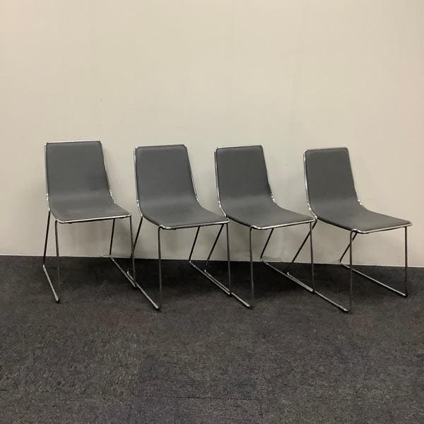 complete set van 4 stuks Johanson Speed stoelen, antraciet, Huis en Inrichting, Stoelen, Zwart, Gebruikt, Leer, Ophalen of Verzenden