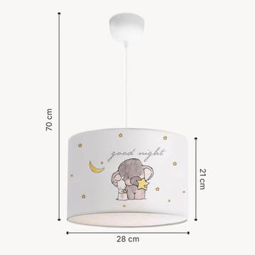 Kinder hanglamp Rugby wit met olifantenmotief lux.pro, Verzenden, Nieuw