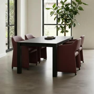 Set van 4 leren eetkamerstoelen Icon - Toledo Bordeaux, Huis en Inrichting, Stoelen, Ophalen of Verzenden, Nieuw, Leer, Bohemian, Eigentijds, Industrieel, Modern, Retro, Romantisch, Scandinavisch, Vintage