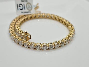 Tennis armband - 18 karaat Geel goud - 8.20ct. tw. Diamant
