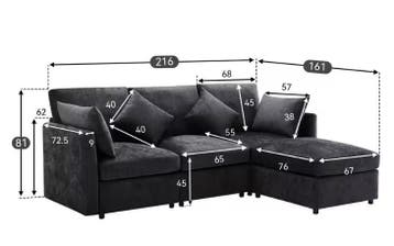 L-Sofa Bed voor 4 – Moderne Chenille Sofa met Relax Kussens, Verzenden, Nieuw