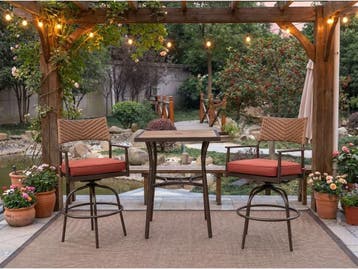 Veiling - Tuinset 3-delig - barset hoog - bruin wicker + rod, Nieuw