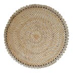 Wanddecoratie rotan/Schelpen cirkel 33 cm wit, Verzenden, Nieuw