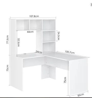 L-Vormig Hoekbureau met Planken – 124,7×107,8×152,5 cm, Verzenden, Nieuw