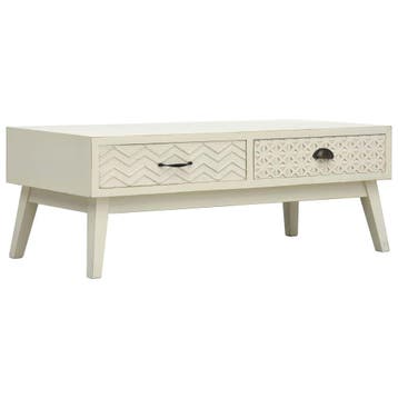 vidaXL Salontafel met 2 lades 110x50x40 cm bewerkt hout, Huis en Inrichting, Tafels | Salontafels, 100 tot 150 cm, Verzenden, Nieuw