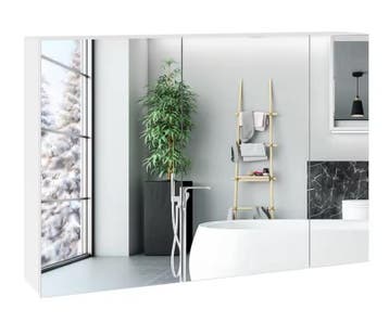 Witte Badkamer Spiegelkast – Wandkast met 3 Deuren, Verzenden, Nieuw