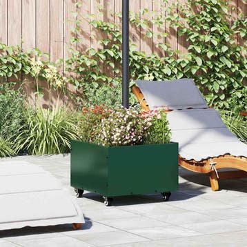 vidaXL Parasolvoet 11.75 kg Groen Staal Vierkant, Tuin en Terras, Verzenden, Nieuw, Minder dan 1 meter, Parasolvoet