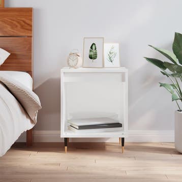 vidaXL Nachtkastje 40x35x50 cm bewerkt hout hoogglans wit, Huis en Inrichting, Slaapkamer | Nachtkastjes, Minder dan 45 cm, Verzenden