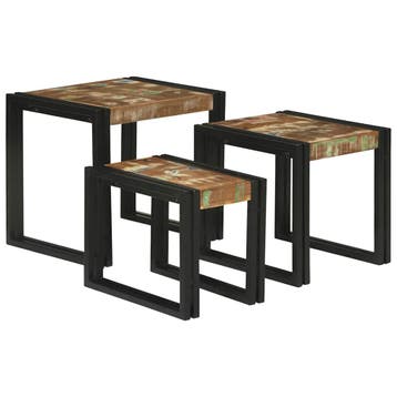 vidaXL Nesttafel 3 st Bruin en zwart 50 x 40 x 45 cm, Verzenden, Nieuw, Minder dan 45 cm