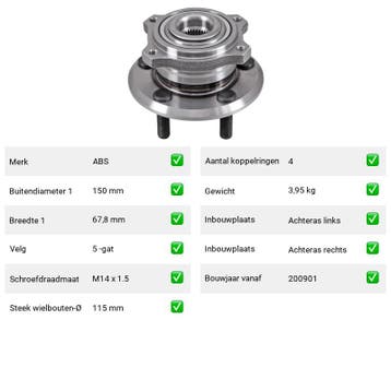 Wiellager Dodge Charger 3.5 () Van 2005-06 tot 2010-12 - Wie, Verzenden, Nieuw, Dodge