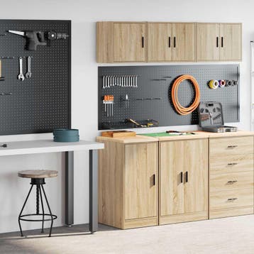 vidaXL Garagekasten 2 st Spaanplaat Sonoma eikenkleurig, Verzenden, Nieuw