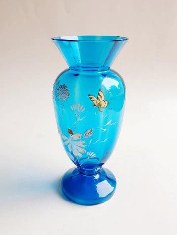 Harrach (attr.) Bohême - Vaas - Bloemen en insecten;, Antiek en Kunst
