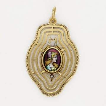 Hanger - 14 karaat Geel goud - Parel - Email dArt