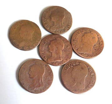 Frankrijk. 5 Centimes Dupré An 4 / 5 / 6 / 7 / 8 (lot de 6