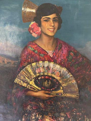 Joan Cardona i Lladós (1877–1957) - Woman with Fan, Antiek en Kunst