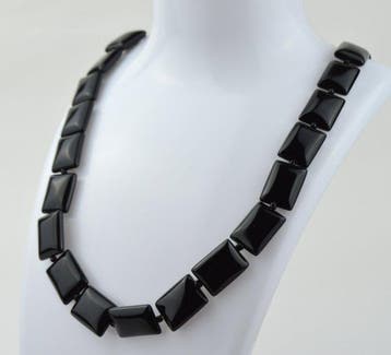 Onyx - Gothic Zwarte Onyx Rechthoekige Kralen – Statement -