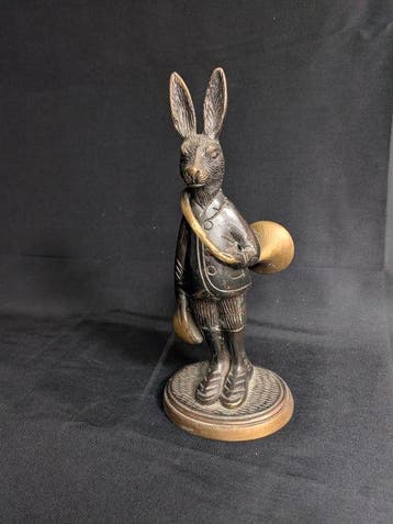 Beeld, Lapin - 22 cm - Gepatineerd brons, Antiek en Kunst