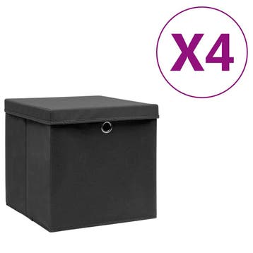vidaXL Opbergboxen met deksel 4 st 28x28x28 cm zwart, Huis en Inrichting, Verzenden, Nieuw