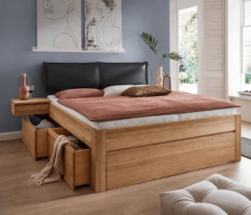 Forestales Oaklyn Kernbeuken Houten Bed met Lades 55CM - 140, Nieuw