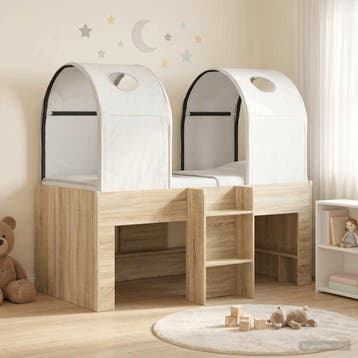vidaXL Bed met Tunnel 3 st Sonoma en Wit Bewerkt hout, Verzenden, Nieuw, Bruin, Hout