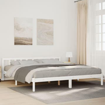 vidaXL Bedframe extra lang zonder matras grenenhout wit, Verzenden, Wit, Hout, Nieuw