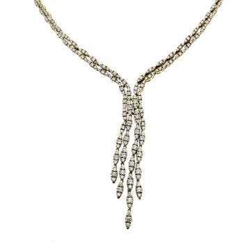 Gouden collier met diamanten; 8,13 ct. (Ketting), Gebruikt, Ophalen of Verzenden, Met edelsteen, Goud