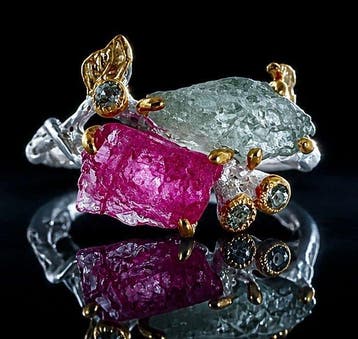925 zilver - turmalijn - topaas - Ring, Verzamelen